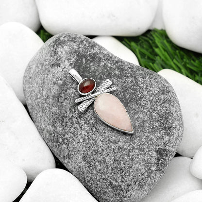 Natural Pink Scolecite & Garnet Pendant P-1268 SDP111797