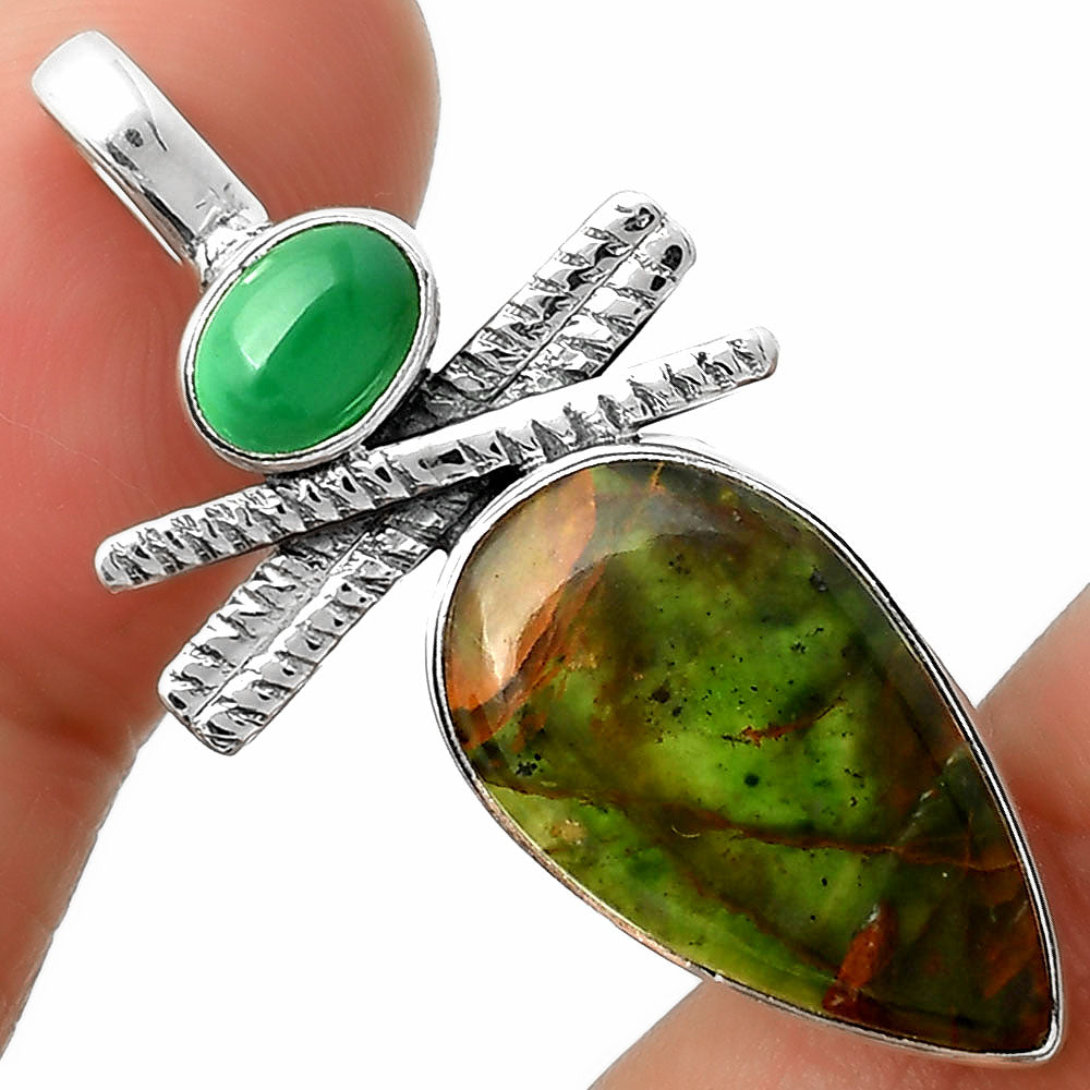 Turkish Rainforest Chrysocolla & Green Onyx Pendant P-1268 SDP111801