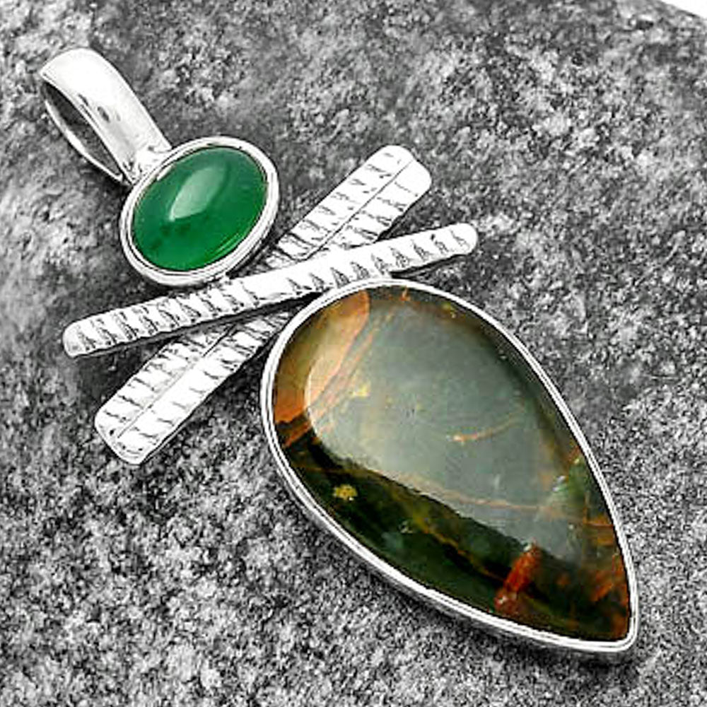 Turkish Rainforest Chrysocolla & Green Onyx Pendant P-1268 SDP111801