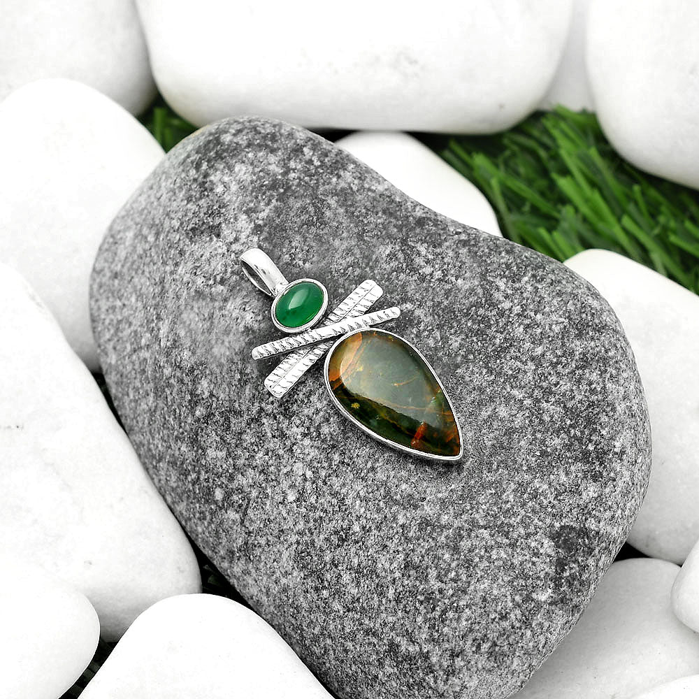 Turkish Rainforest Chrysocolla & Green Onyx Pendant P-1268 SDP111801