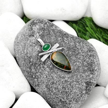 Turkish Rainforest Chrysocolla & Green Onyx Pendant P-1268 SDP111801