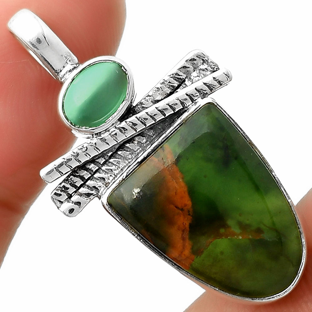 Turkish Rainforest Chrysocolla & Green Onyx Pendant P-1268 SDP111804