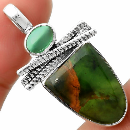 Turkish Rainforest Chrysocolla & Green Onyx Pendant P-1268 SDP111804