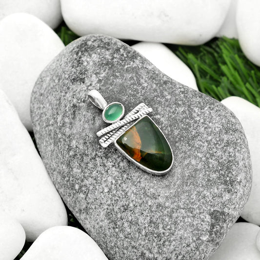 Turkish Rainforest Chrysocolla & Green Onyx Pendant P-1268 SDP111804