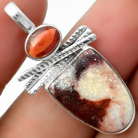 Natural Indian Blanket Jasper & Garnet Pendant P-1268 SDP111810