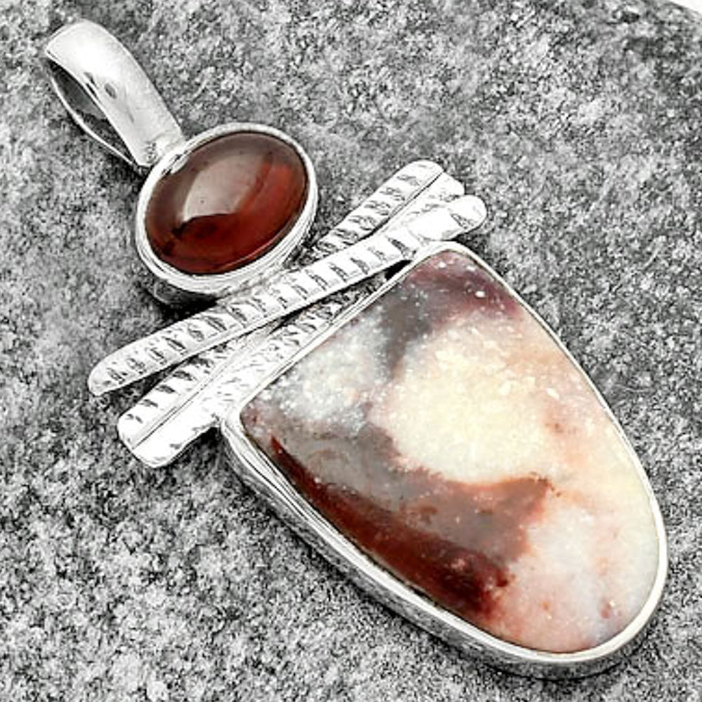 Natural Indian Blanket Jasper & Garnet Pendant P-1268 SDP111810