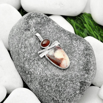 Natural Indian Blanket Jasper & Garnet Pendant P-1268 SDP111810