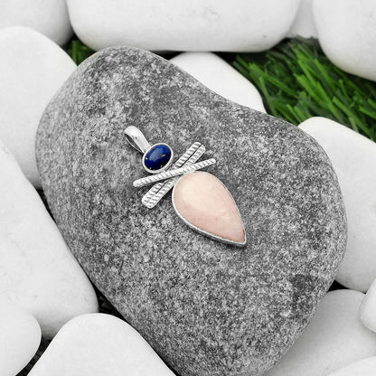 Natural Pink Scolecite & Lapis Pendant P-1268 SDP111812