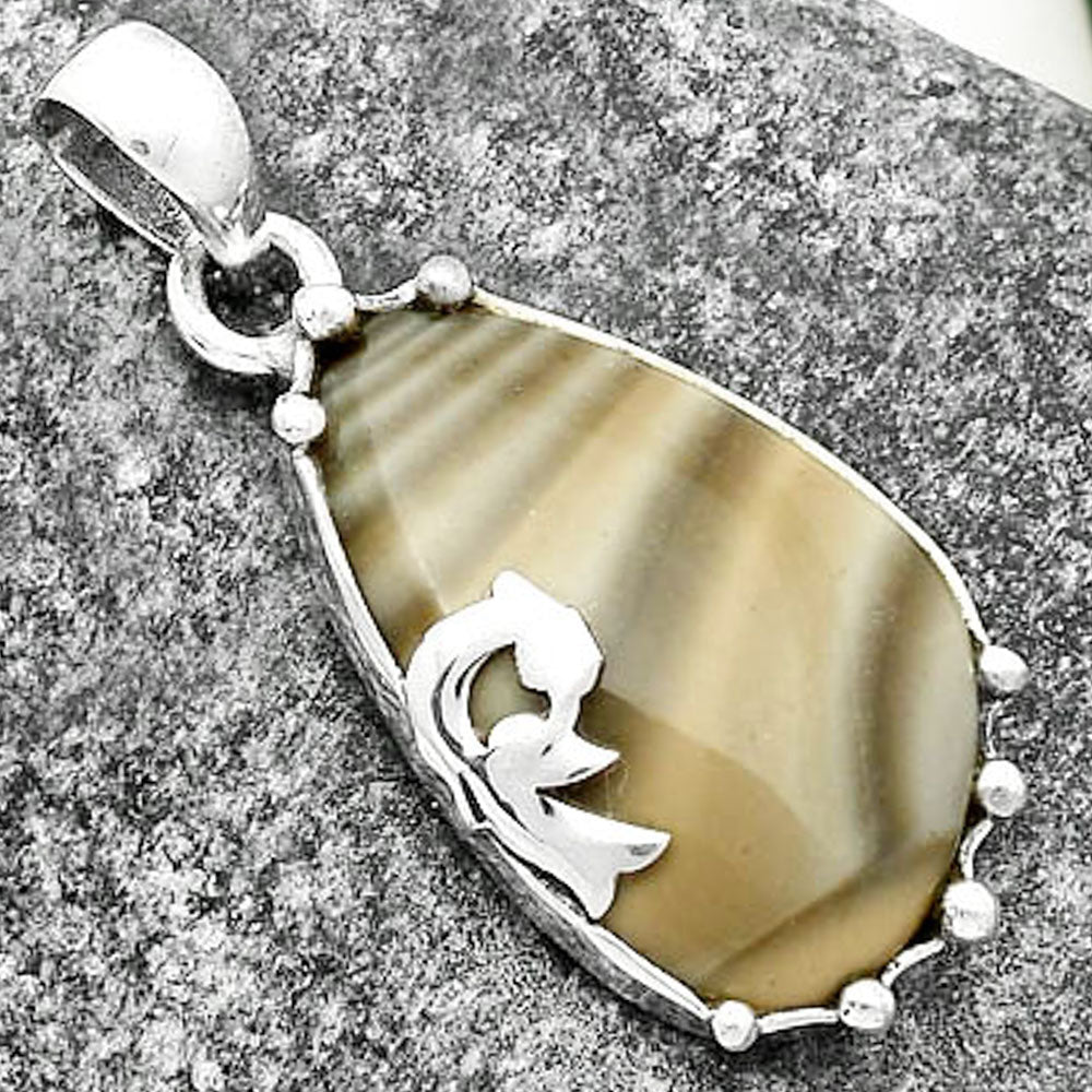 Peacock - Natural Flint Stone Pendant P-1698 SDP111828