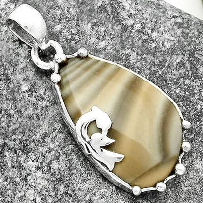 Peacock - Natural Flint Stone Pendant P-1698 SDP111828