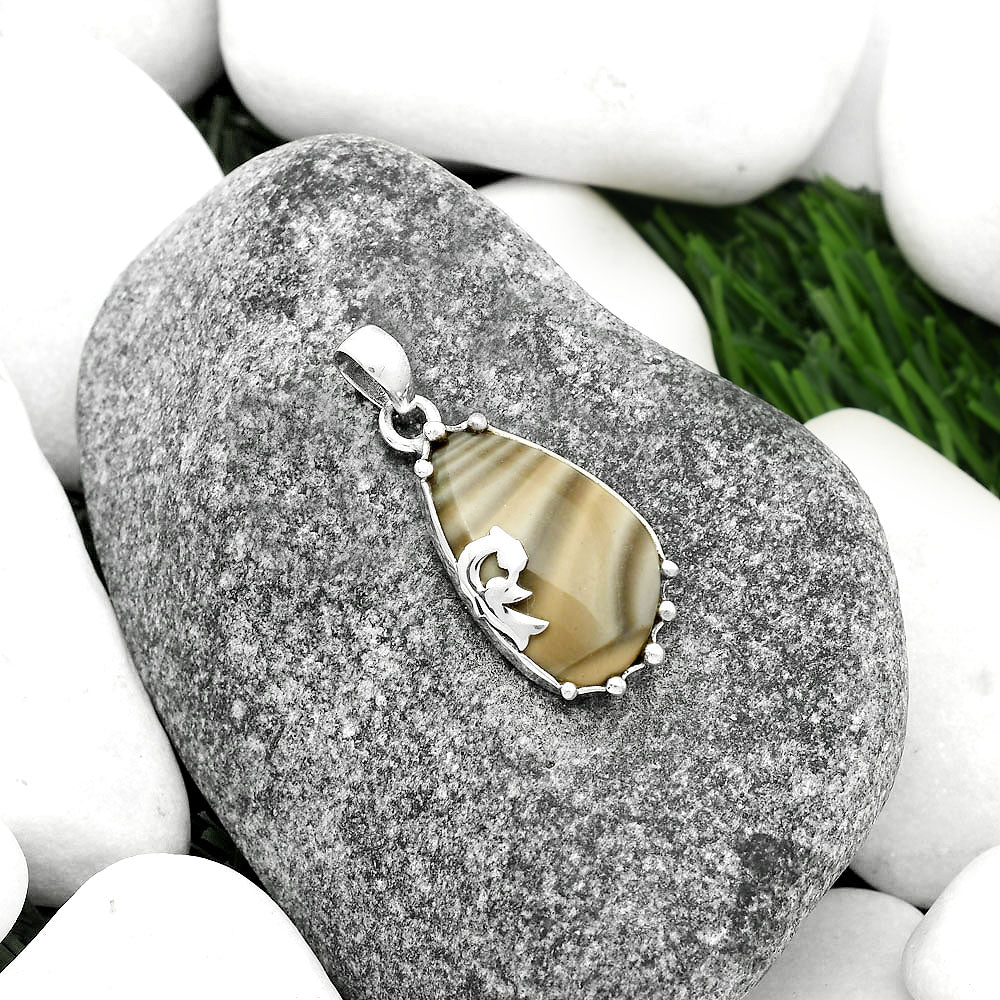 Peacock - Natural Flint Stone Pendant P-1698 SDP111828