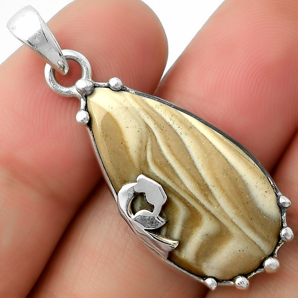 Peacock - Natural Flint Stone Pendant P-1698 SDP111833