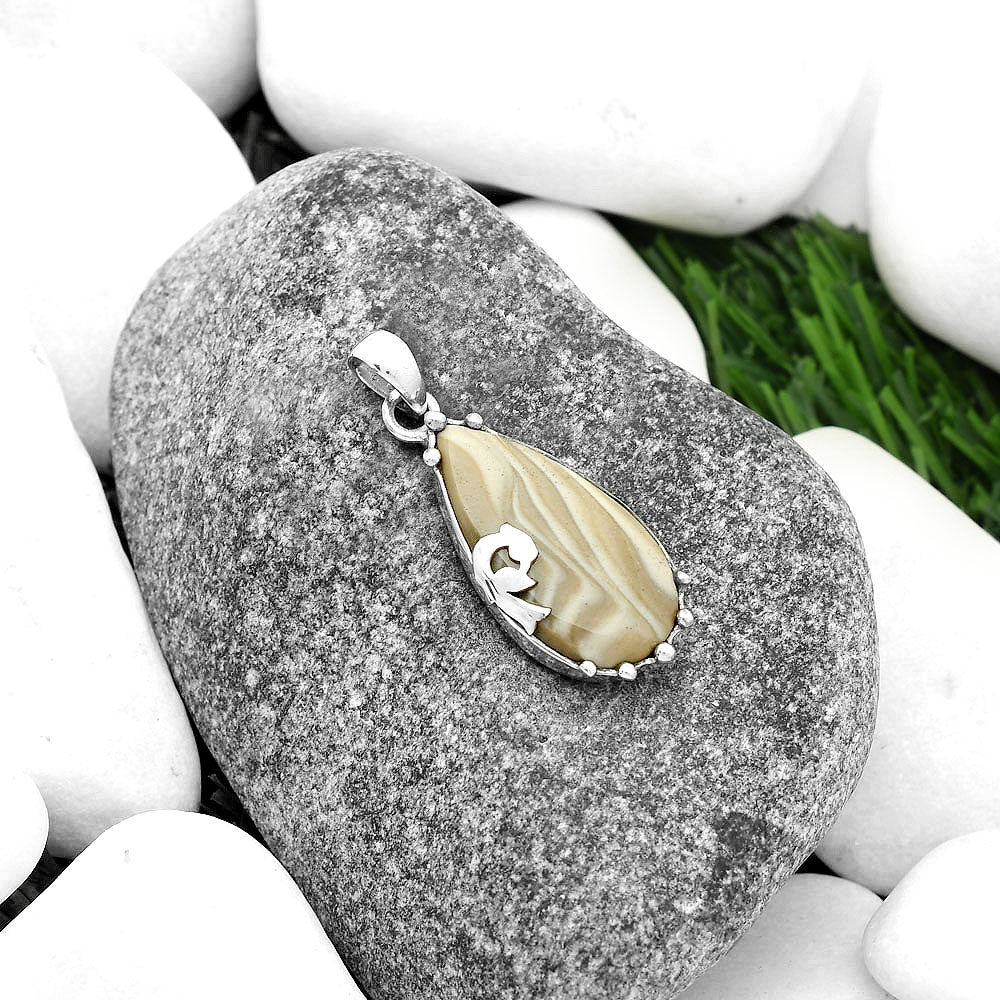 Peacock - Natural Flint Stone Pendant P-1698 SDP111833