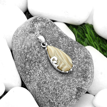 Peacock - Natural Flint Stone Pendant P-1698 SDP111833
