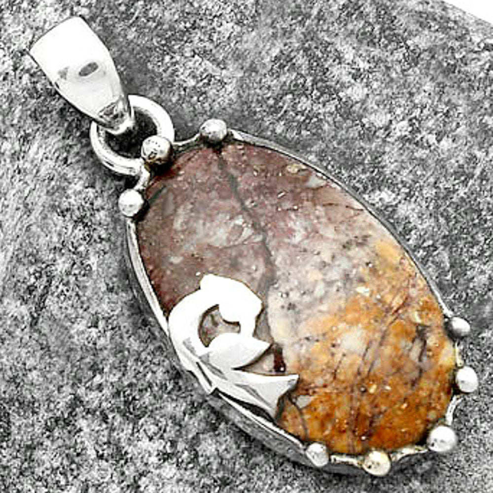 Peacock - Natural Wild Horse Jasper Pendant P-1698 SDP111838