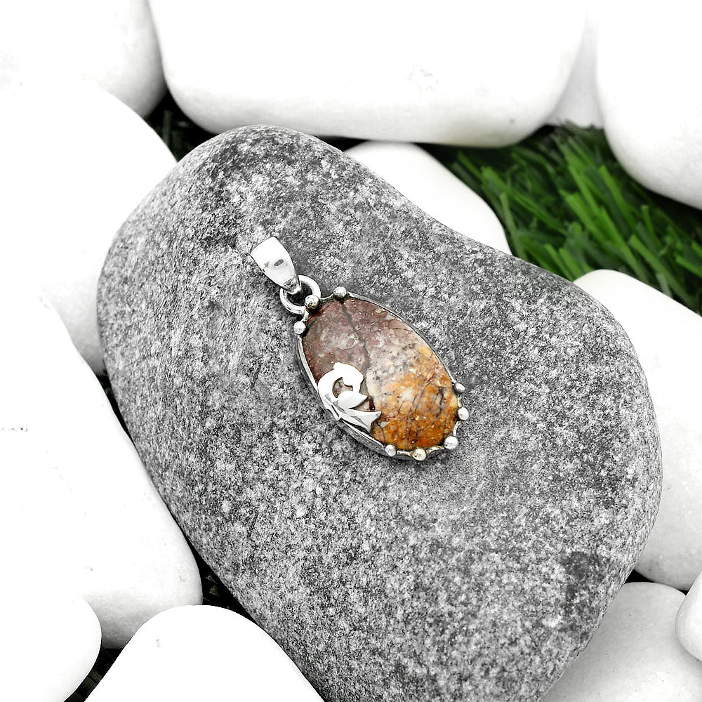 Peacock - Natural Wild Horse Jasper Pendant P-1698 SDP111838