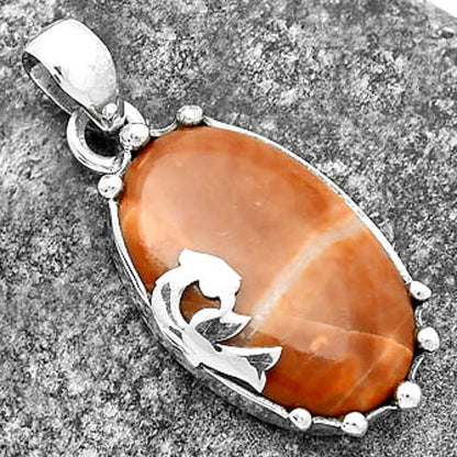 Peacock - Natural Red Mookaite Pendant P-1698 SDP111839