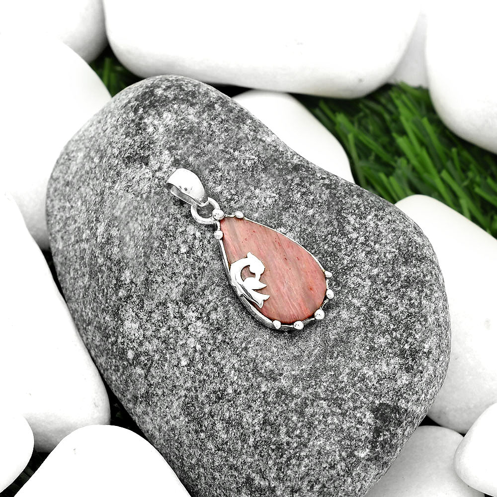 Peacock - Natural Pink Tulip Quartz Pendant P-1698 SDP111848