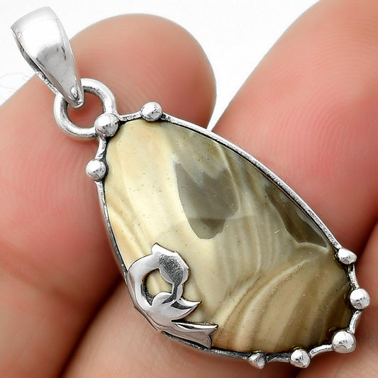 Peacock - Natural Flint Stone Pendant P-1698 SDP111857