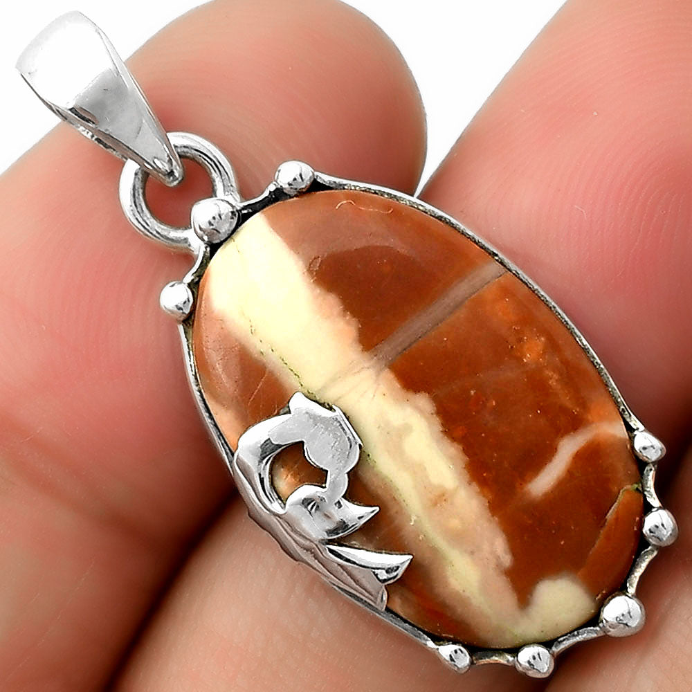 Peacock - Natural Red Mookaite Pendant P-1698 SDP111868