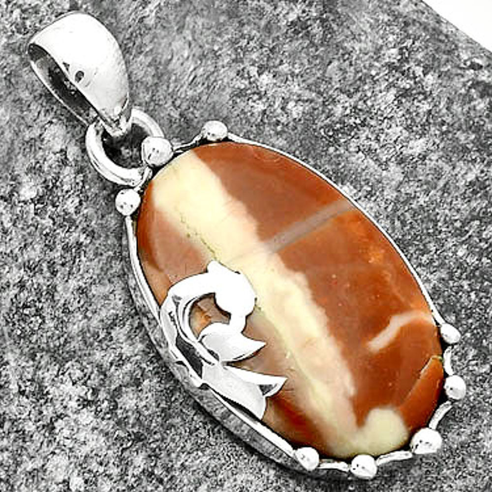 Peacock - Natural Red Mookaite Pendant P-1698 SDP111868