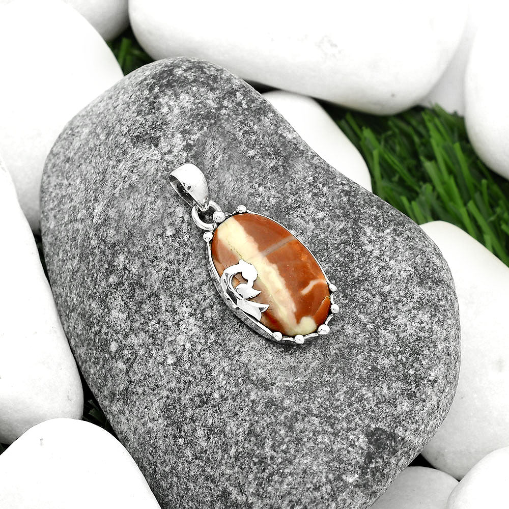 Peacock - Natural Red Mookaite Pendant P-1698 SDP111868