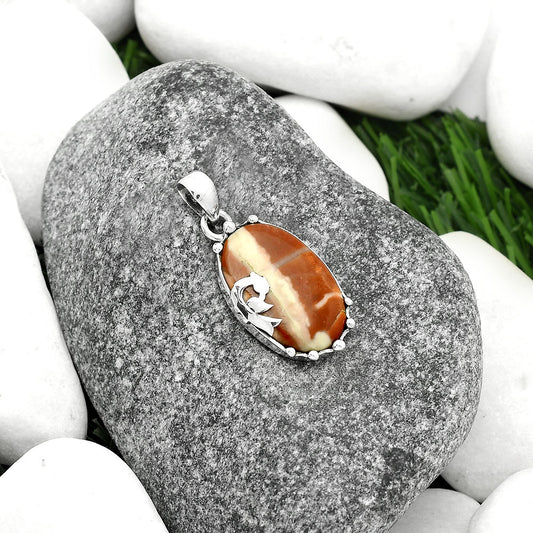 Peacock - Natural Red Mookaite Pendant P-1698 SDP111868