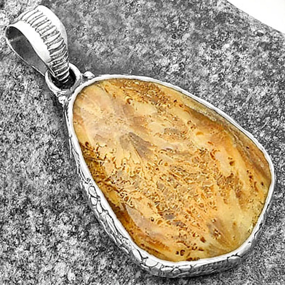 Natural Flower Fossil Coral Pendant P-1082 SDP111875