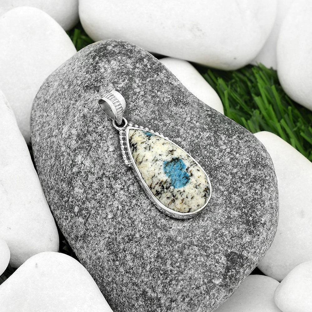 Natural K2 Blue - Azurite In Quartz Pendant P-1084 SDP111932