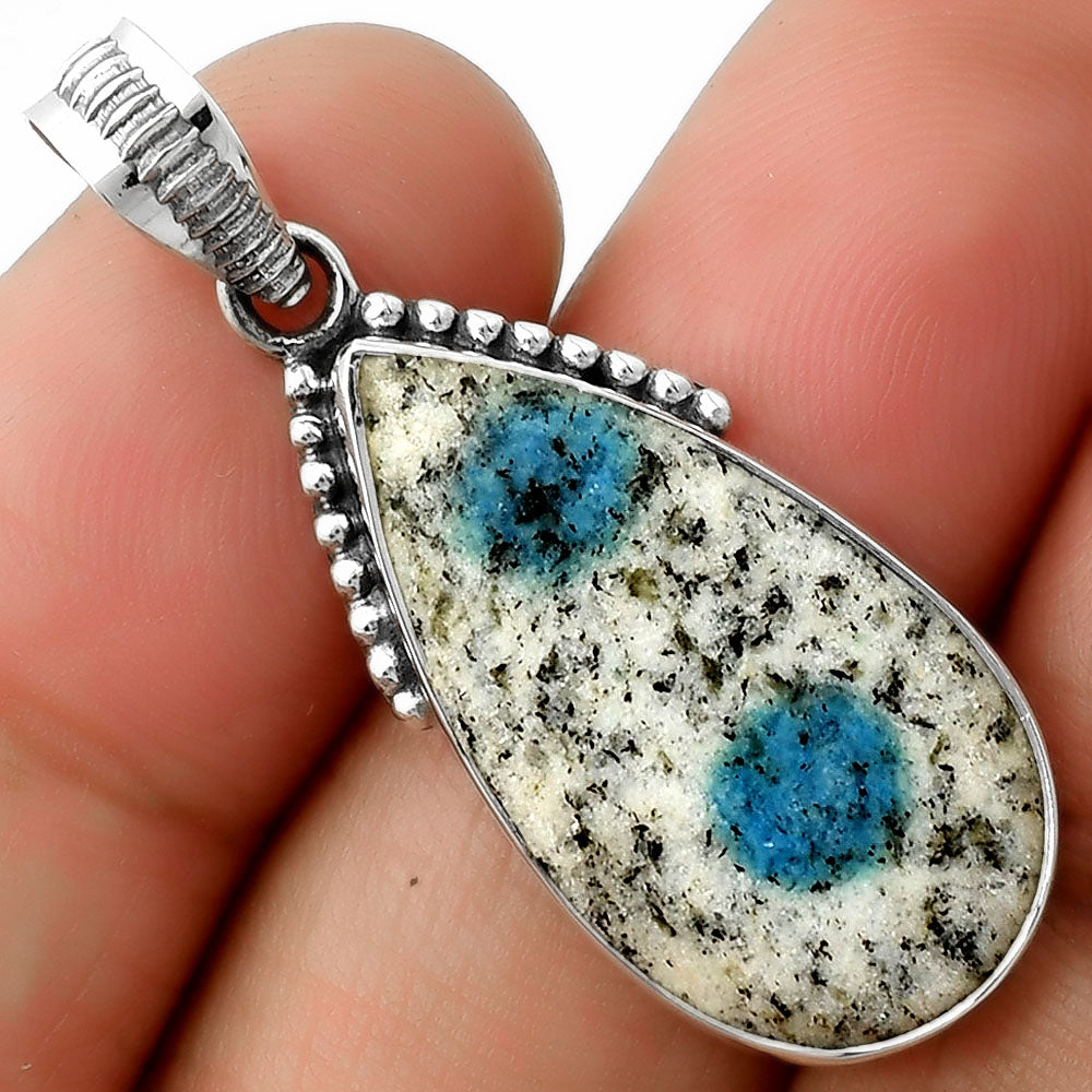 Natural K2 Blue - Azurite In Quartz Pendant P-1084 SDP111934