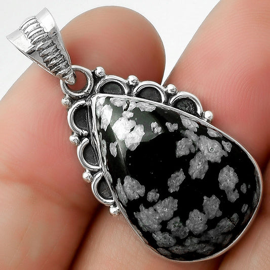 Natural Snow Flake Obsidian Pendant P-1085 SDP111995
