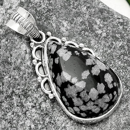 Natural Snow Flake Obsidian Pendant P-1085 SDP111995