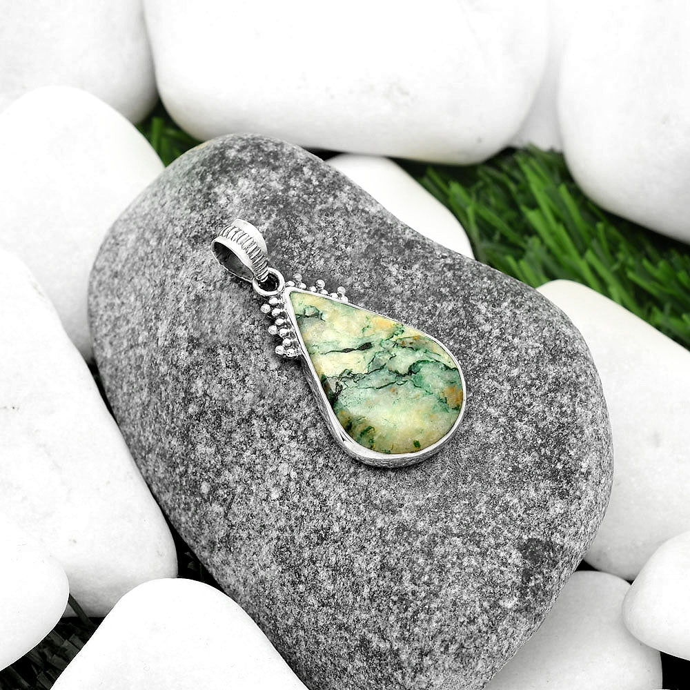 Natural Tree Weed Moss Agate - India Pendant P-1086 SDP112026