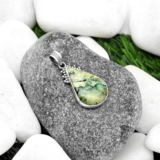 Natural Tree Weed Moss Agate - India Pendant P-1086 SDP112026