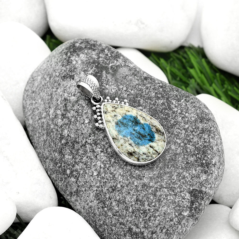 Natural K2 Blue - Azurite In Quartz Pendant P-1086 SDP112040