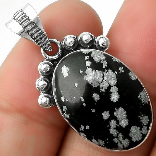 Natural Snow Flake Obsidian Pendant P-1087 SDP112056