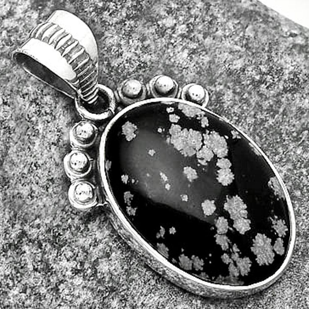 Natural Snow Flake Obsidian Pendant P-1087 SDP112056