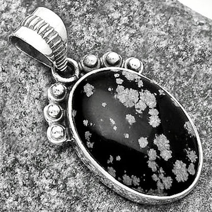 Natural Snow Flake Obsidian Pendant P-1087 SDP112056