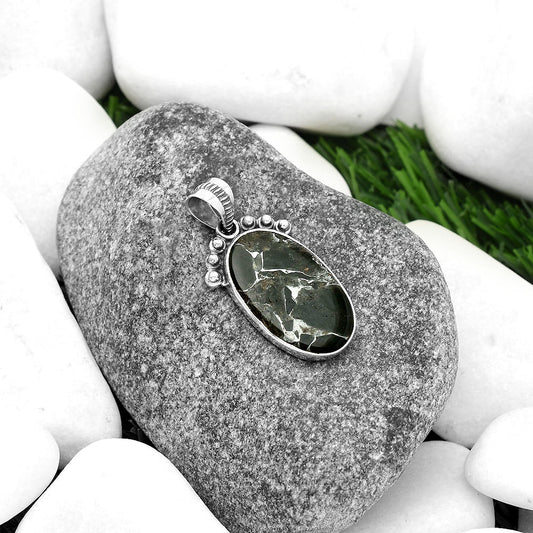 Natural Obsidian And Zinc Pendant P-1087 SDP112075