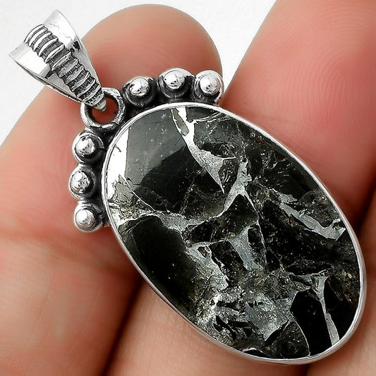 Natural Obsidian And Zinc Pendant P-1087 SDP112091