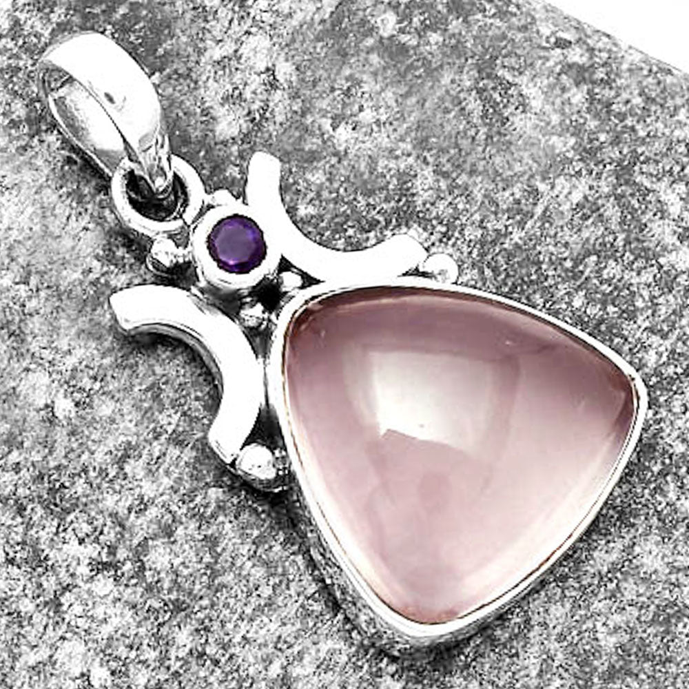 Rose Quartz - Madagascar & Amethyst Pendant P-1021 SDP112232