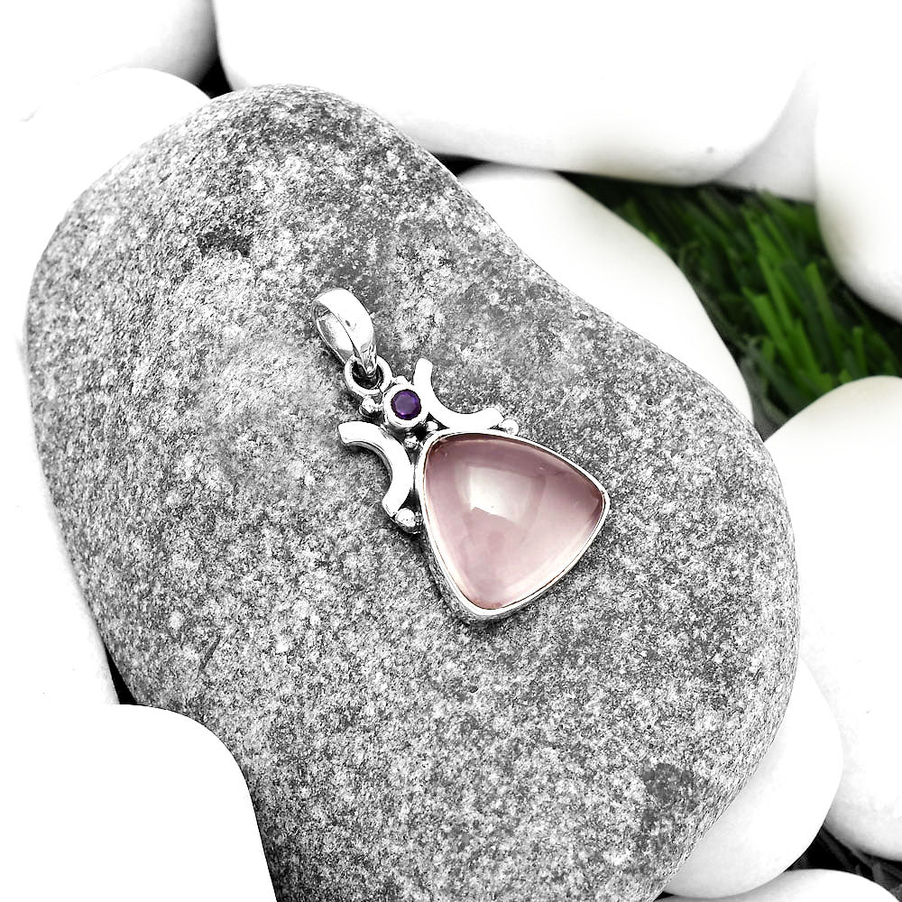 Rose Quartz - Madagascar & Amethyst Pendant P-1021 SDP112232