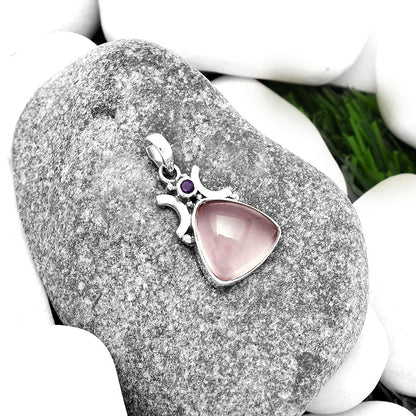 Rose Quartz - Madagascar & Amethyst Pendant P-1021 SDP112232