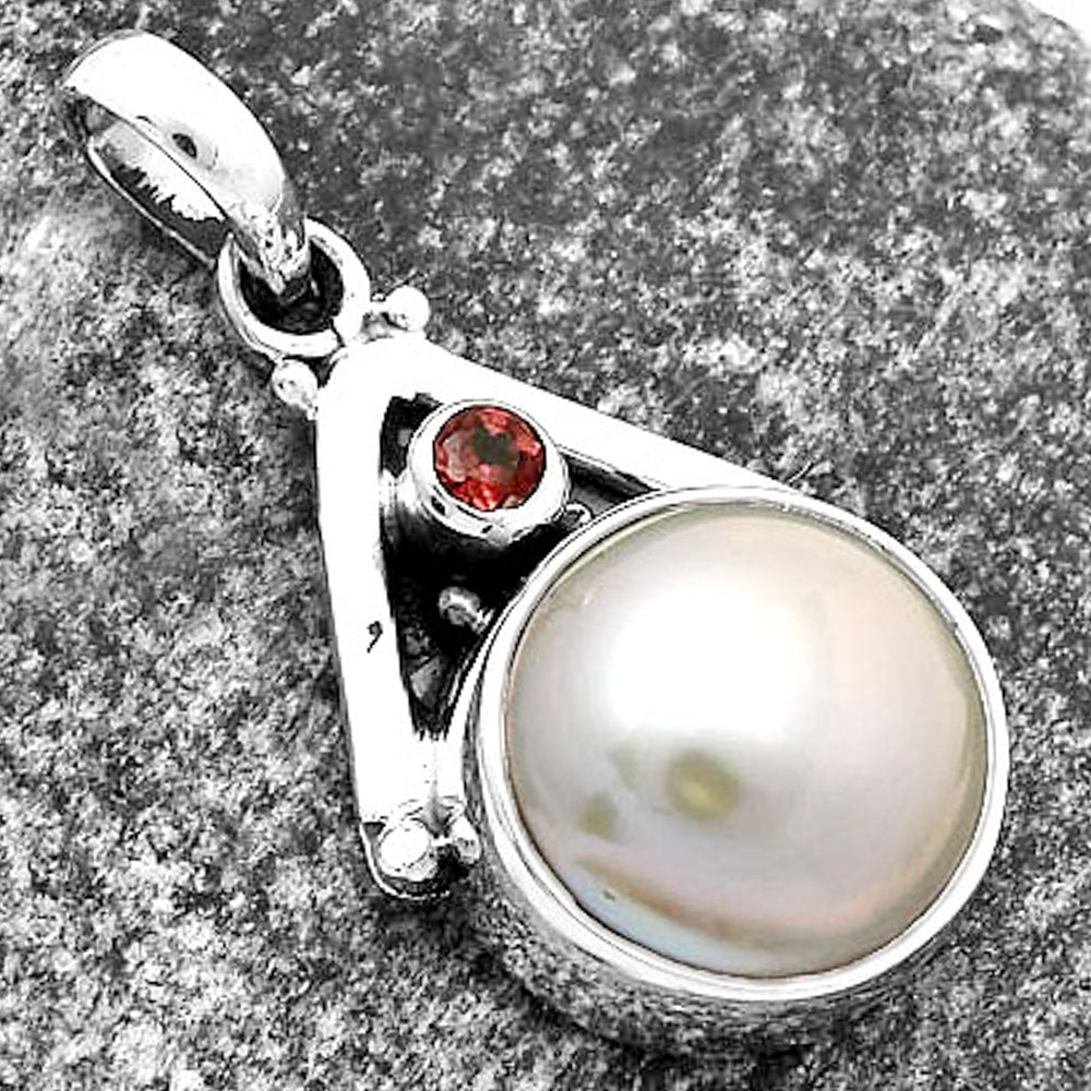 Natural Fresh Water Pink Pearl & Garnet Pendant P-1090 SDP112243