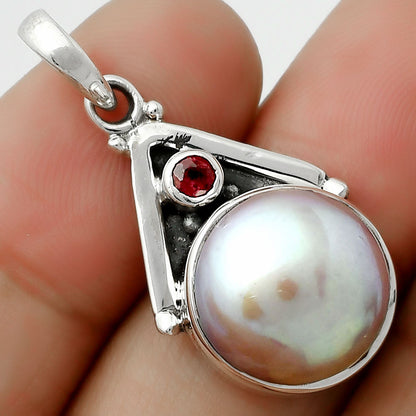 Natural Fresh Water Pink Pearl & Garnet Pendant P-1090 SDP112244