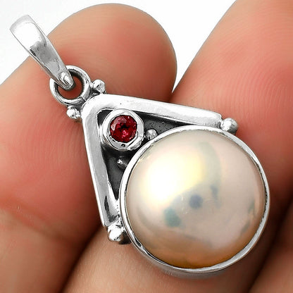 Natural Fresh Water Pink Pearl & Garnet Pendant P-1090 SDP112245