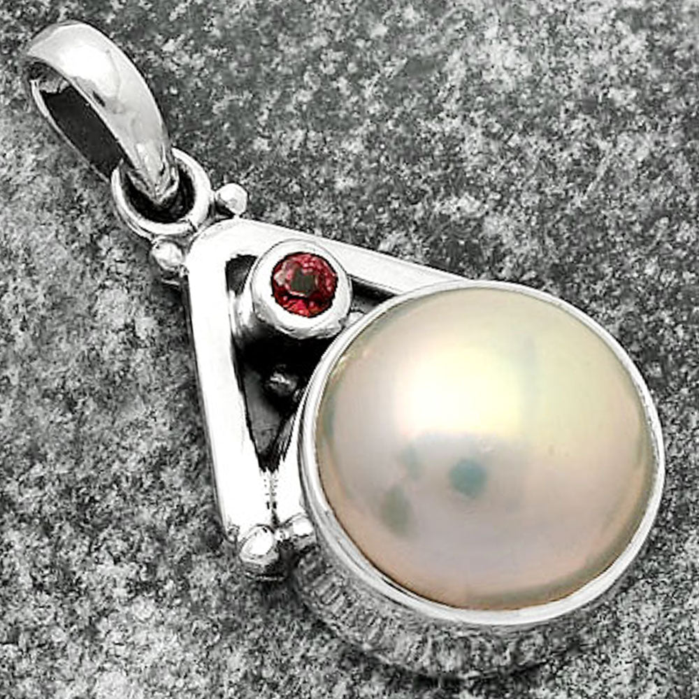 Natural Fresh Water Pink Pearl & Garnet Pendant P-1090 SDP112245
