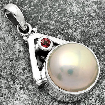 Natural Fresh Water Pink Pearl & Garnet Pendant P-1090 SDP112245