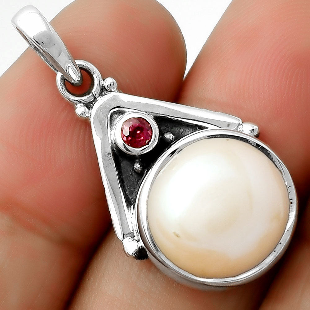 Natural Fresh Water Pink Pearl & Garnet Pendant P-1090 SDP112247