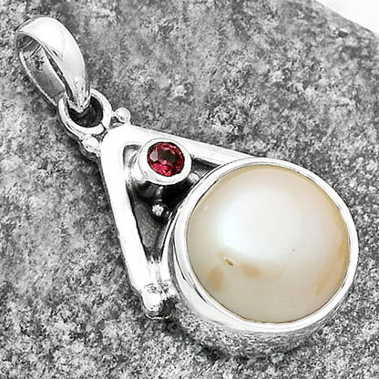 Natural Fresh Water Pink Pearl & Garnet Pendant P-1090 SDP112247